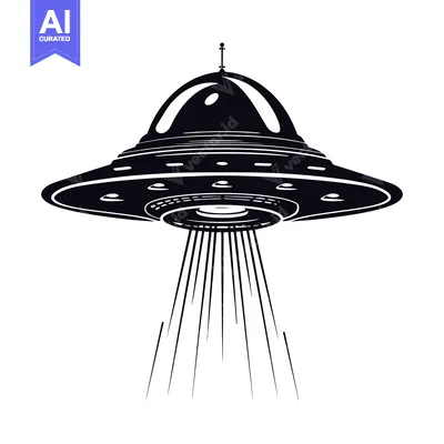 Popular premium asset: Black and White Illustration of a UFO with Beams of Light