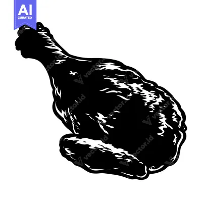 Popular premium asset: Black and White Illustration of a Chicken Leg
