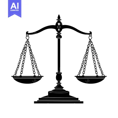 Black and White Silhouette of a Scale of Justice