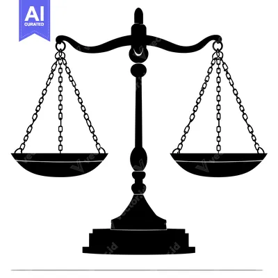 Premium design asset: Black Silhouette of a Traditional Balance Scale