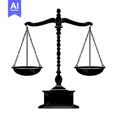 Aset premium populer: Black and White Silhouette of a Scale of Justice