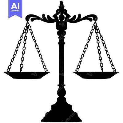 Aset premium populer: Black and White Silhouette of a Scale of Justice
