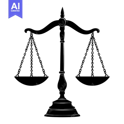 Black and white silhouette of a classic scale of justice