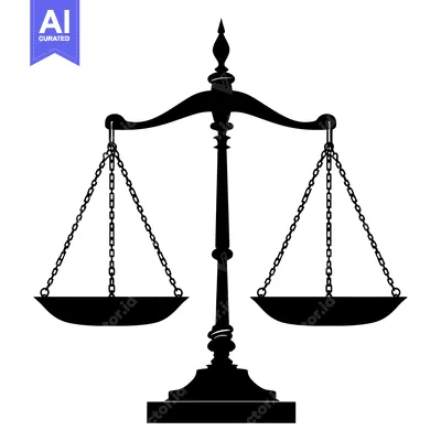 Premium design asset: Black and White Silhouette of a Scale of Justice
