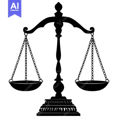 Aset desain premium: Black and White Silhouette of a Traditional Scale
