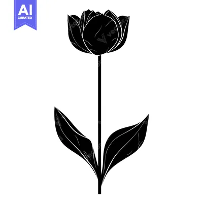 Aset premium populer: Black and White Silhouette of a Tulip