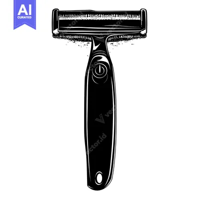 Aset desain premium: Black and white illustration of a disposable razor