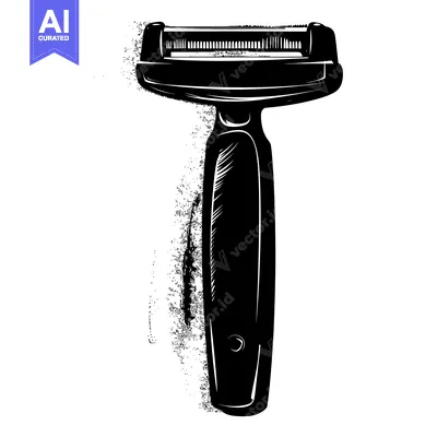 Premium design asset: Black and White Illustration of a Razor with a Grunge Background