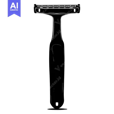 Aset desain premium: Black and White Silhouette of a Disposable Razor