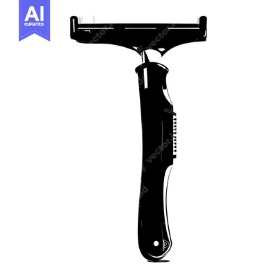 Aset premium populer: A Black and White Illustration of a Razor