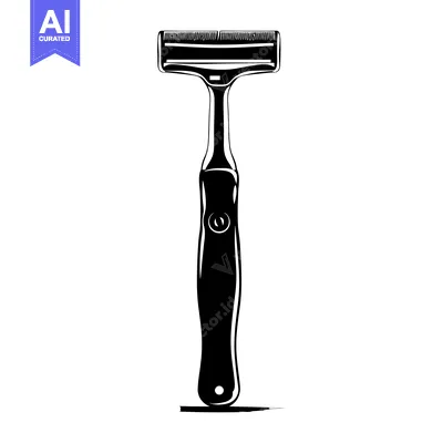 Premium design asset: Black and White Illustration of a Razor