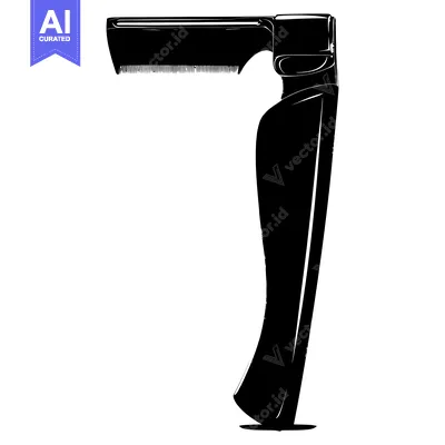 Aset premium populer: Black and White Silhouette of a Folding Comb
