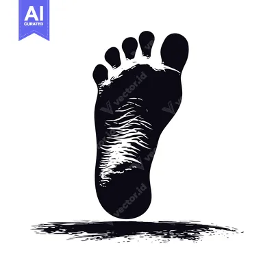 Aset premium populer: Black and White Silhouette of a Human Foot with Detailed Lines