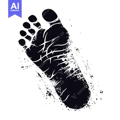 Aset premium populer: Black and White Grunge Footprint Illustration