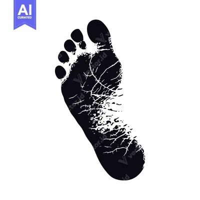 Aset desain premium: A Black and White Footprint of a Bare Human Foot