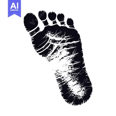 Aset desain premium: A Detailed Black and White Footprint Illustration