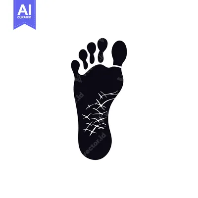 Black and white silhouette of a human foot with cracks