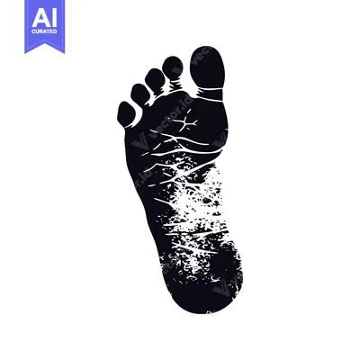 Aset desain premium: Black and White Illustration of a Single Footprint