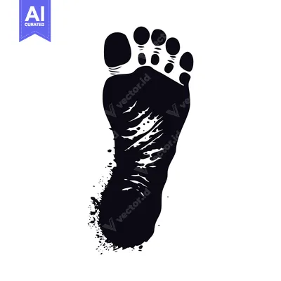 Aset desain premium: Black Silhouette of a Foot with Detailed Lines
