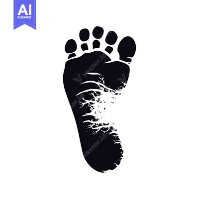 Aset premium populer: Black and white silhouette of a foot print with a white outline.
