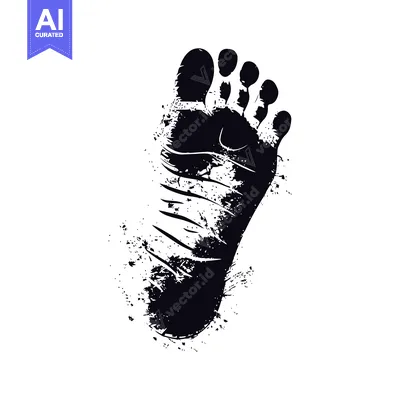 A Black and White Footprint with Splashes of Ink