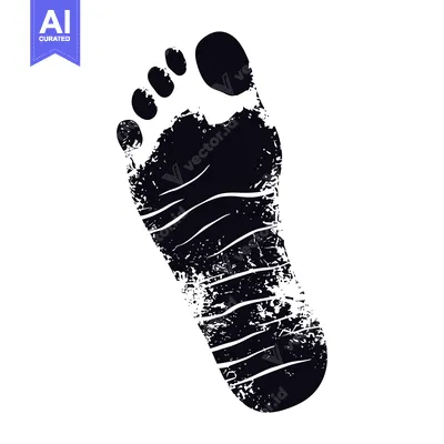 A Black and White Footprint with Distressed Texture