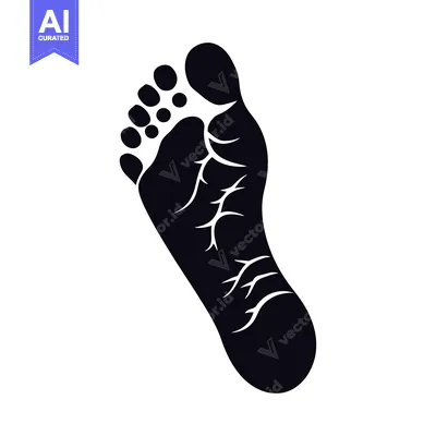 Aset desain premium: Black and white silhouette of a human foot with detailed lines
