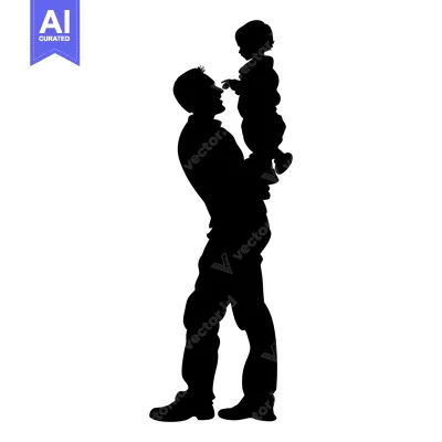 Premium design asset: Silhouette of a Man Holding a Young Child