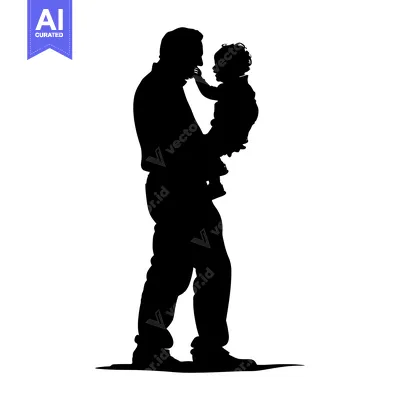 Popular premium asset: Silhouette of a father holding his toddler child