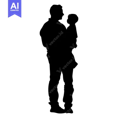 Premium design asset: Silhouette of a Father Holding His Young Child