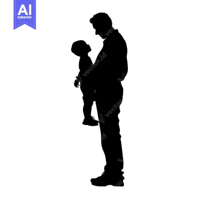 Premium design asset: Silhouette of a father holding his young son