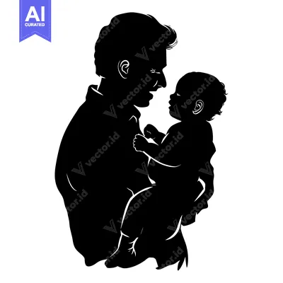 Silhouette of a father holding his infant child