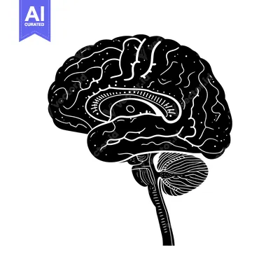 Aset desain premium: Detailed Illustration of the Human Brain in Black and White