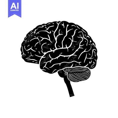 Aset desain premium: Black and White Silhouette of a Human Brain