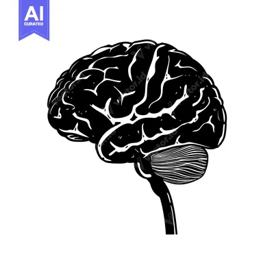 Aset premium populer: Black and White Illustration of a Human Brain in Side View