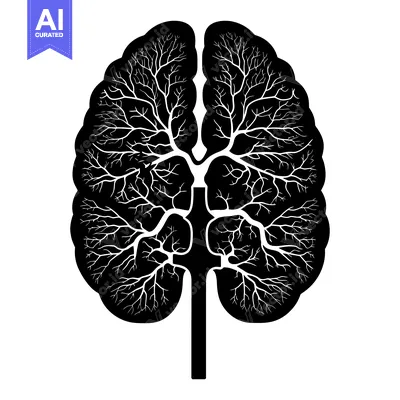 Aset desain premium: Black and White Tree Silhouette with Branching Pattern