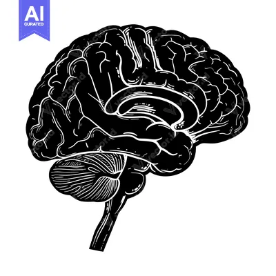 Popular premium asset: A Detailed Black and White Illustration of a Human Brain