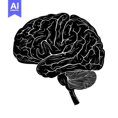 Detailed Silhouette of a Human Brain in Side View