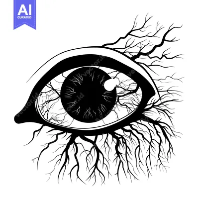 Popular premium asset: A Black and White Illustration of a Human Eye With Branch-like Veins