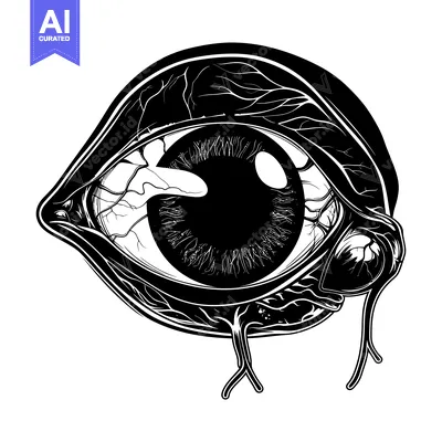 Detailed Black and White Illustration of a Human Eye