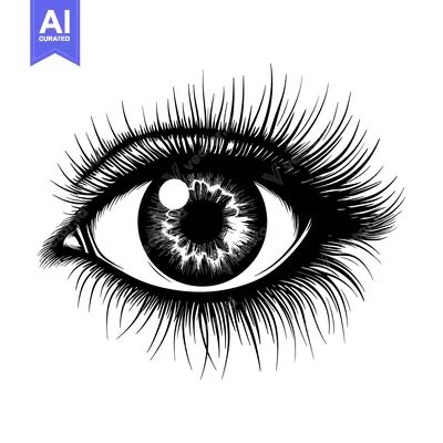 Popular premium asset: A Detailed Black and White Illustration of a Human Eye with Eyelashes