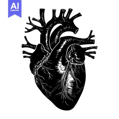 Aset premium populer: Detailed Black and White Illustration of a Human Heart