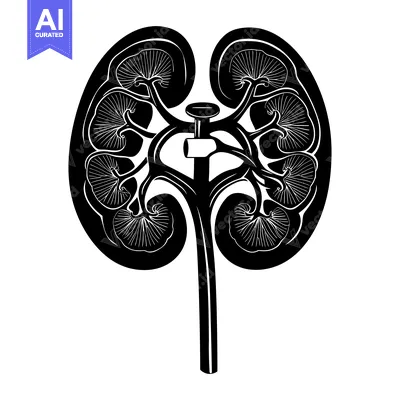 Popular premium asset: Black and White Illustration of Human Kidneys with Ureter
