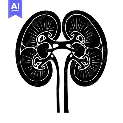 Aset premium populer: Black and White Illustration of Human Kidneys