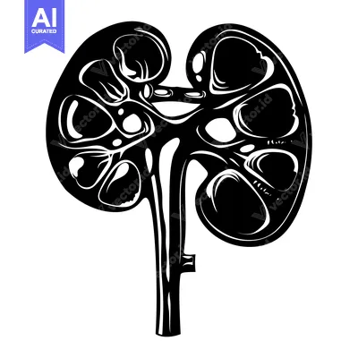 Aset premium populer: Black and White Illustration of a Human Kidney