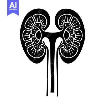 Premium design asset: Black and White Illustration of a Human Kidney