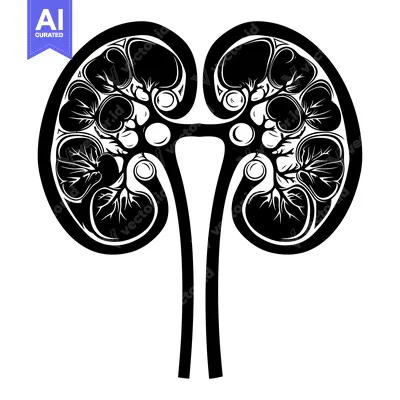 Aset premium populer: Black and White Illustration of Human Kidneys