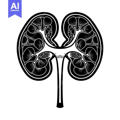 Aset premium populer: Black and White Illustration of a Human Kidney