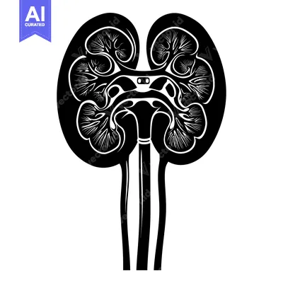 Aset premium populer: Black and White Illustration of the Human Kidneys
