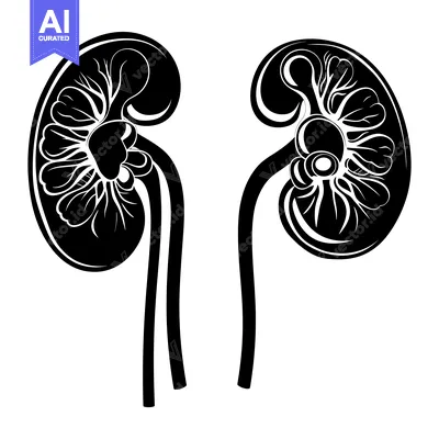 Aset premium populer: Black and White Illustration of Two Human Kidneys